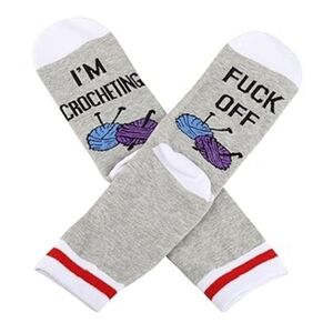 Gray and White Men's Novelty Socks